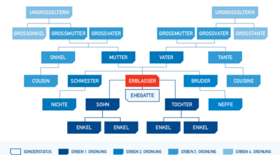 Grafik zeigt die Erbfolge anhand eines Diagramms