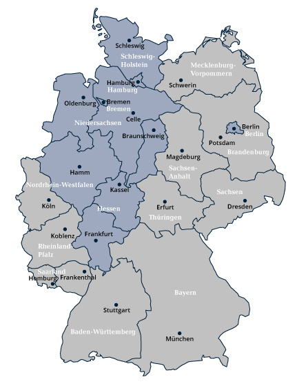 Deutschland Karte zeigt die Notariatsformen an